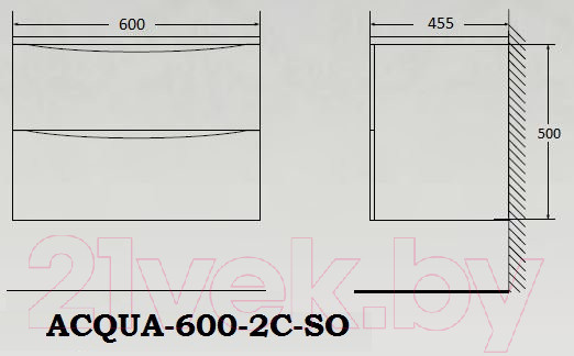 Изображение товара Тумба под умывальник BelBagno ACQUA-600-2C-SO-BL