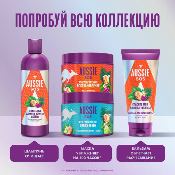 Изображение товара Шампунь для волос Aussie SOS Cпасите мои длинные волосы (290мл)