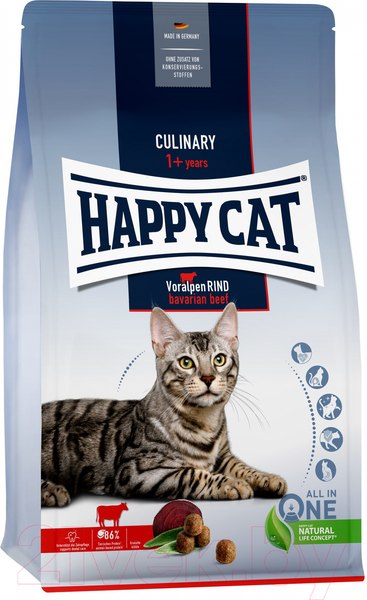 Изображение товара Сухой корм для кошек Happy Cat Culinary 1+ years Voralpen Rind / 70558 (1.3кг)