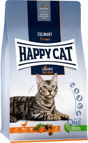 Изображение товара Сухой корм для кошек Happy Cat Culinary Land-Ente 33/15 утка / 70567 (4кг)
