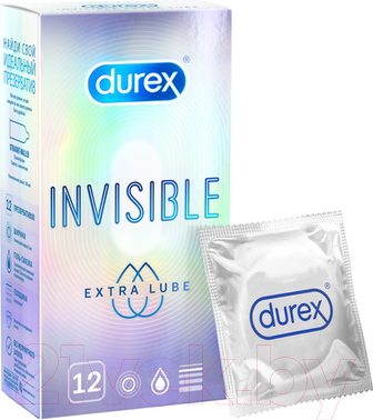 Изображение товара Презервативы Durex Invisible Extra Lube №12 из натурального латекса ультратонкие (12шт)