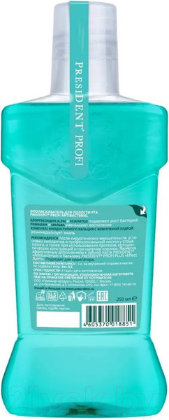 Изображение товара Ополаскиватель для полости рта PresiDent Antibacterial / 34309  (250мл)