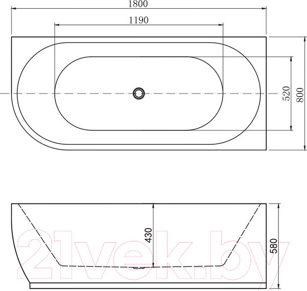 Изображение товара Ванна акриловая Aquanet Family Elegant B 180x80 / 260055