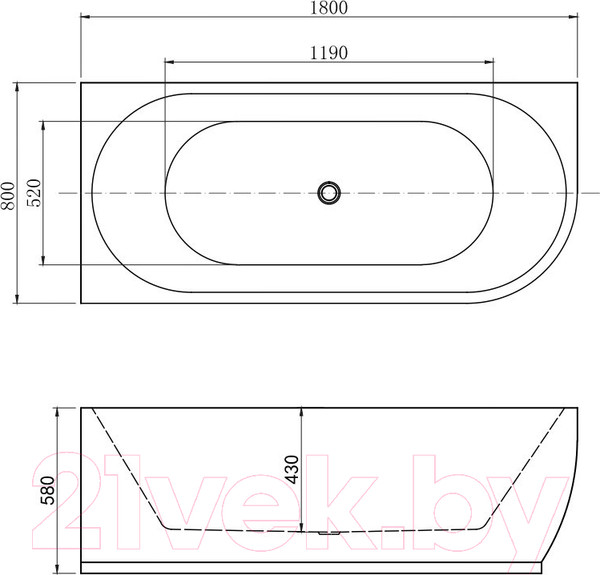Изображение товара Ванна акриловая Aquanet Family Elegant A 180x80 / 260048