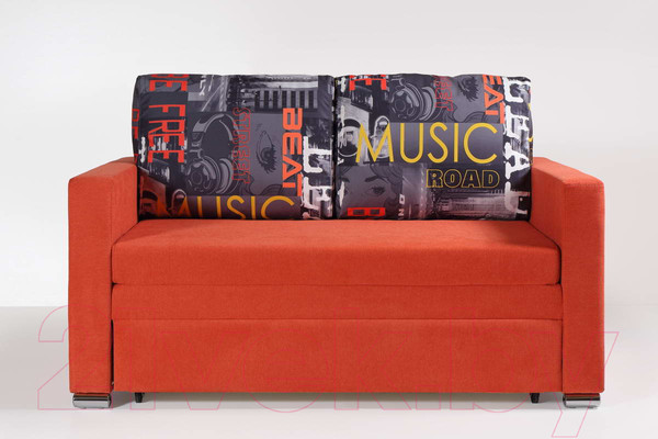 Изображение товара Диван KRONES Афродита выкатной 195x100 (велюр оранжевый/рисунок)