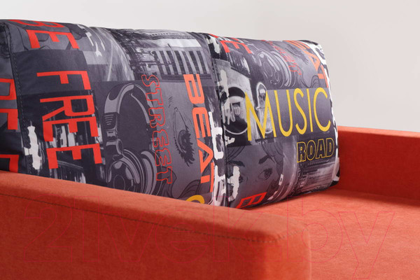 Изображение товара Диван KRONES Афродита выкатной 195x100 (велюр оранжевый/рисунок)