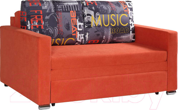 Изображение товара Диван KRONES Афродита выкатной 195x100 (велюр оранжевый/рисунок)