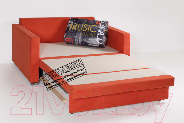 Изображение товара Диван KRONES Афродита выкатной 195x100 (велюр оранжевый/рисунок)