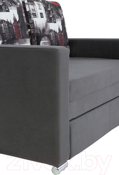 Изображение товара Диван KRONES Афродита выкатная 195x140 (велюр серый/рисунок)