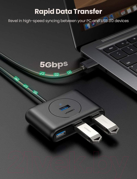 Изображение товара USB-хаб Ugreen CR113 / 20290 (черный)