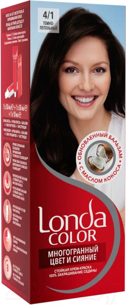 Изображение товара Крем-краска для волос Londa Color Стойкая 4/1 (темно-пепельный)