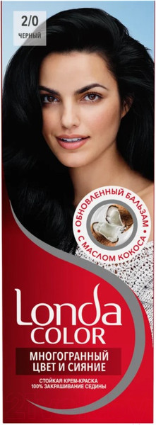 Изображение товара Крем-краска для волос Londa Color Стойкая 2/0 (черный)