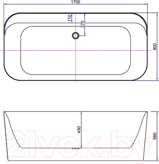 Изображение товара Ванна акриловая Allen Brau Infinity 1 2.21001.20 / 259589 (170х80)