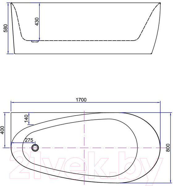 Изображение товара Ванна акриловая Allen Brau Priority 2 2.31002.21 / 259596 (170х80)