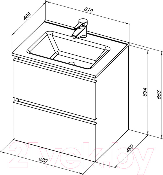 Изображение товара Тумба под умывальник De Aqua Ариетта New 60 / 265579