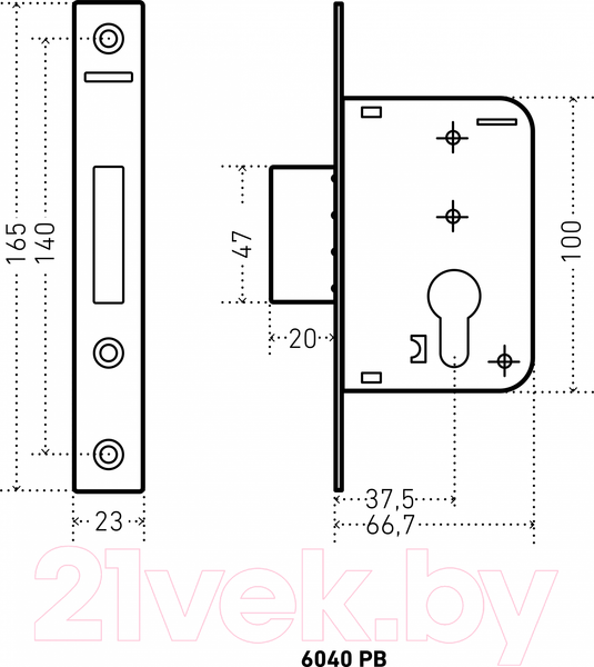 Изображение товара Замок врезной Аллюр 6040 РВ (золото)