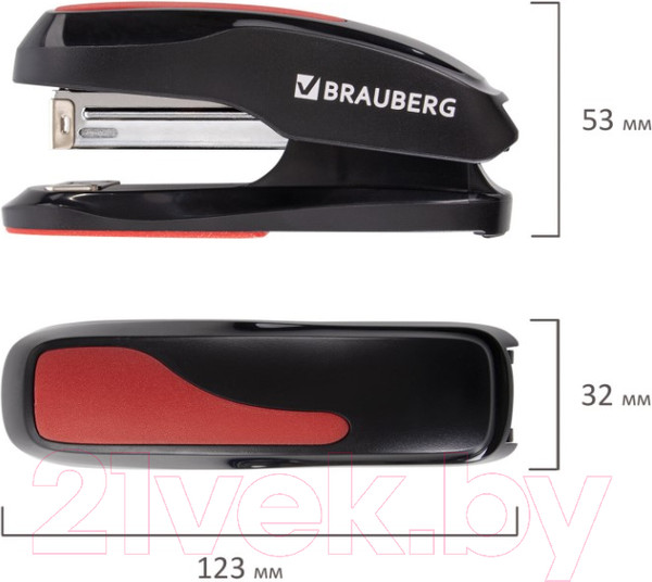 Изображение товара Степлер Brauberg Extra / 229085 (черно-красный)