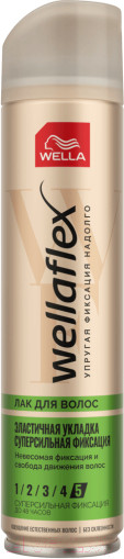 Изображение товара Лак для укладки волос Wellaflex Упругая фиксация надолго Суперсильная фиксация (250мл)