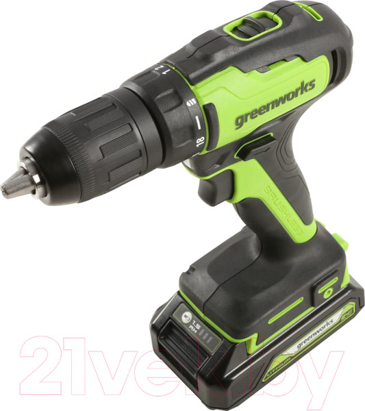 Изображение товара Аккумуляторная дрель-шуруповерт Greenworks GD24DD35 24V / 3704007UA (c АКБ 2Ач и ЗУ в кейсе)