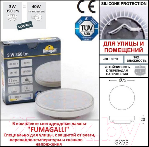 Изображение товара Светильник уличный Fumagalli Leti 2C4.000.000.AYG1L