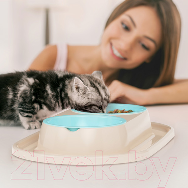 Изображение товара Миска для животных Альтернатива Мур-мяу / М8495 (бежевый)