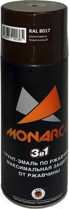 Изображение товара Грунт-эмаль Monarca По ржавчине 3 в 1 RAL 8017 (520мл, шоколадно-коричневый)