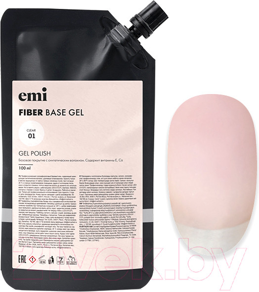 Изображение товара База для гель-лака E.Mi E.MiLac Fiber Base Gel Clear №1 (100мл)