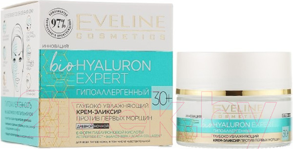 Изображение товара Крем для лица Eveline Cosmetics Biohyaluron Expert Против первых морщин 30+ (50мл)