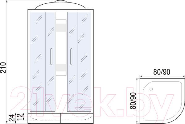 Изображение товара Душевая кабина RIVER Rein 80/24 МТ