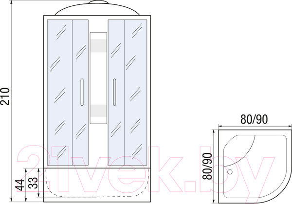 Изображение товара Душевая кабина RIVER Rein 90/44 МТ