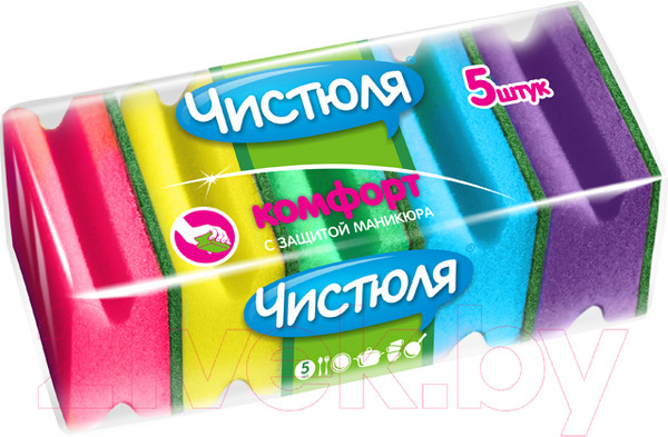 Изображение товара Набор губок для мытья посуды Чистюля Комфорт (5шт)