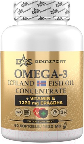 Жирные кислоты Binasport Омега-3 N60 (высокой концетрации, 1620мг)