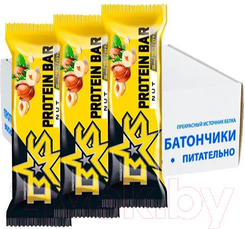 Изображение товара Набор протеиновых батончиков Binasport Протеин Бар 16% Орех (50г, 24шт)