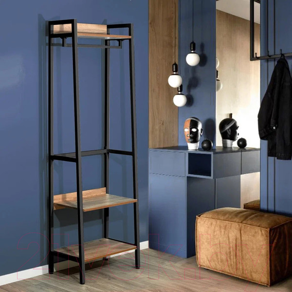 Изображение товара Секция в прихожую Millwood Сканди 6 65x40x200 (дуб табачный Craft/металл черный)