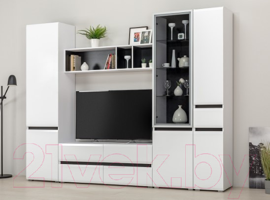 Изображение товара Тумба Mobi Сидней 13.63 (белый премиум/черный 0190 PE/белый глянец ПВХ)