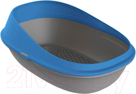 Изображение товара Туалет-лоток Kiri-Kiri 50144 (с сеткой и бортиком, темно-серый/бирюзовый)
