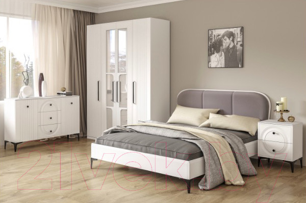 Изображение товара Прикроватная тумба Mobi Валенсия 13.291 (белый РЕ шагрень/белый шагрень ПВХ)