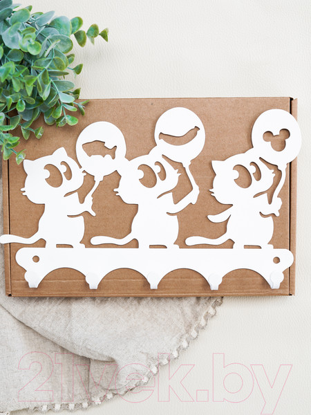 Изображение товара Ключница настенная KN Коты (белый)