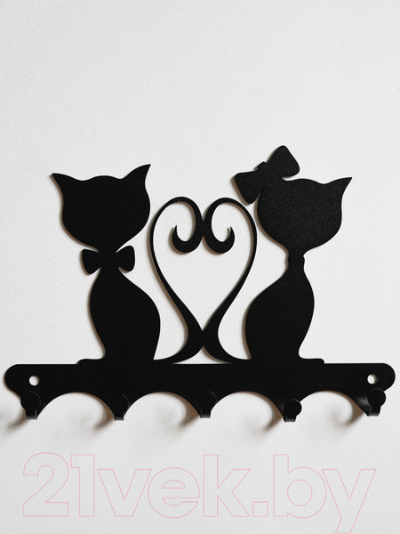 Изображение товара Ключница настенная KN Влюбленные коты (черный)