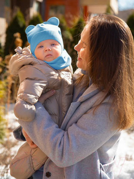 Изображение товара Шапочка для малышей Amarobaby Pure Love Bear / AB-OD21-PLB16/19-40 (голубой, р-р 40-42)