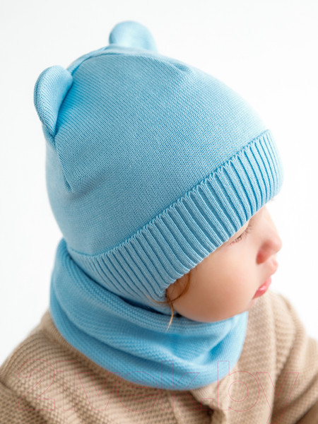Изображение товара Шапочка для малышей Amarobaby Pure Love Bear / AB-OD21-PLB16/19-40 (голубой, р-р 40-42)