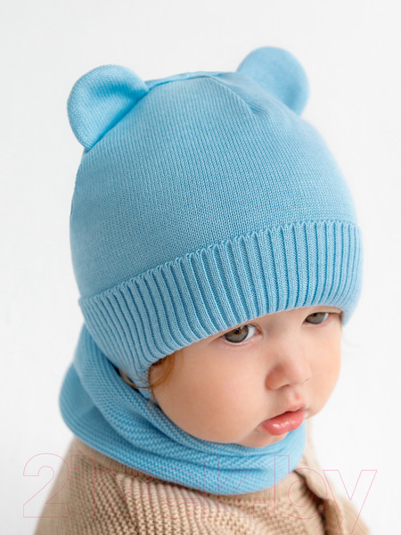 Изображение товара Шапочка для малышей Amarobaby Pure Love Bear / AB-OD21-PLB16/19-40 (голубой, р-р 40-42)