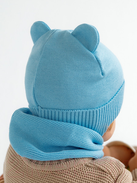 Изображение товара Шапочка для малышей Amarobaby Pure Love Bear / AB-OD21-PLB16/19-42 (голубой, р-р 42-44)