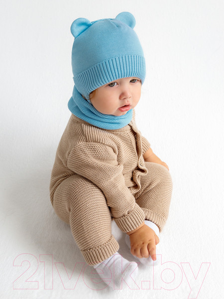 Изображение товара Шапочка для малышей Amarobaby Pure Love Bear / AB-OD21-PLB16/19-46 (голубой, р-р 46-48)