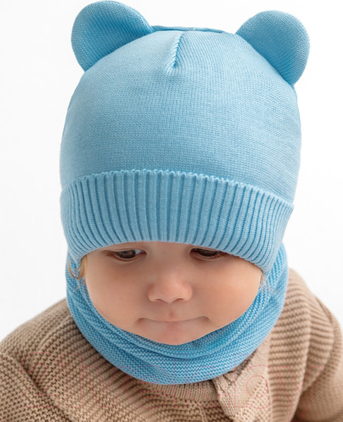 Изображение товара Шапочка для малышей Amarobaby Pure Love Bear / AB-OD21-PLB16/19-46 (голубой, р-р 46-48)