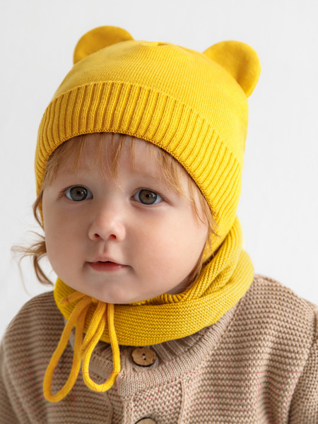 Изображение товара Шапочка для малышей Amarobaby Pure Love Bear / AB-OD21-PLB16/04-40 (желтый, р-р 40-42)
