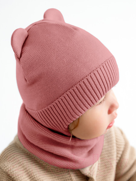 Изображение товара Шапочка для малышей Amarobaby Pure Love Bear / AB-OD21-PLB16/06-38 (розовый, р-р 38-40)