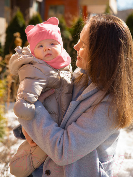 Изображение товара Шапочка для малышей Amarobaby Pure Love Bear / AB-OD21-PLB16/06-40 (розовый, р-р 40-42)