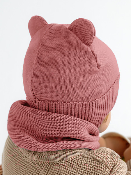 Изображение товара Шапочка для малышей Amarobaby Pure Love Bear / AB-OD21-PLB16/06-42 (розовый, р-р 42-44)