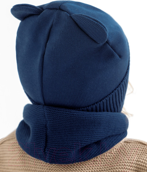 Изображение товара Шапочка для малышей Amarobaby Pure Love Bear / AB-OD21-PLB16/20-40 (синий, р-р 40-42)